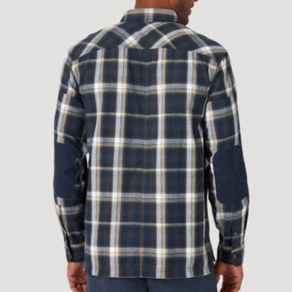 NWOT! ATG Wrangler plaid button up shirt with elbow patches - Picture 2 of 8